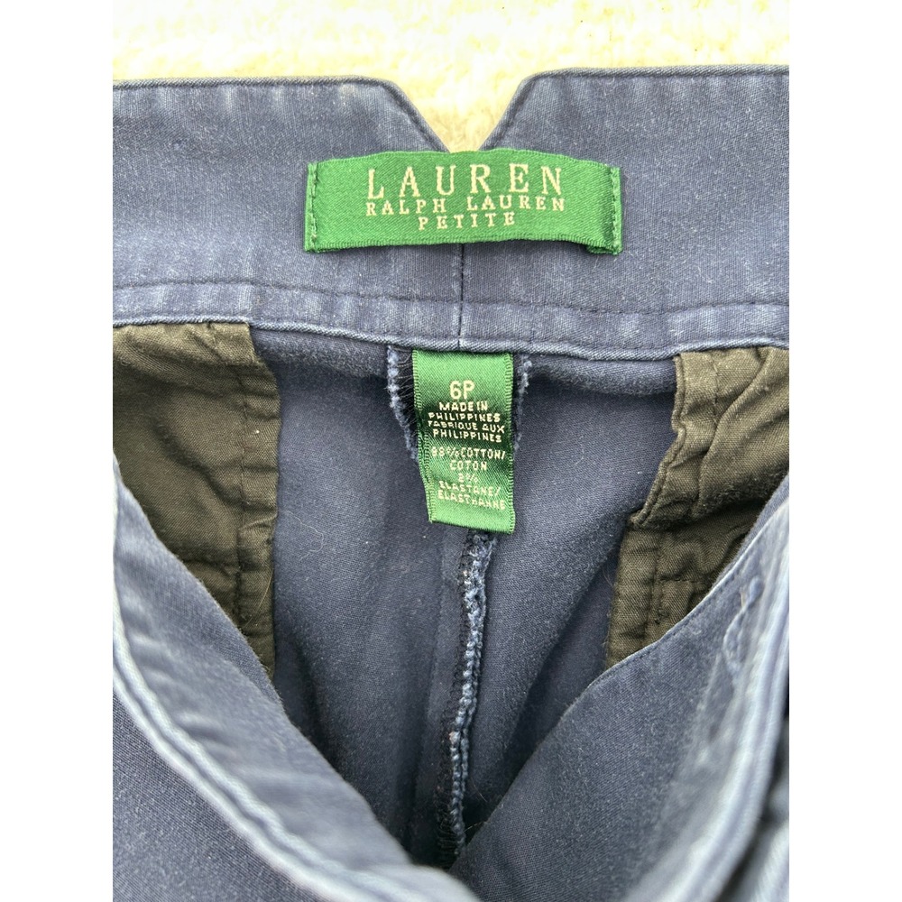 Lauren Ralph Lauren Petite Navy Blue Wide Leg Stretch Cotton Chino Pants 6P - Picture 2 of 8